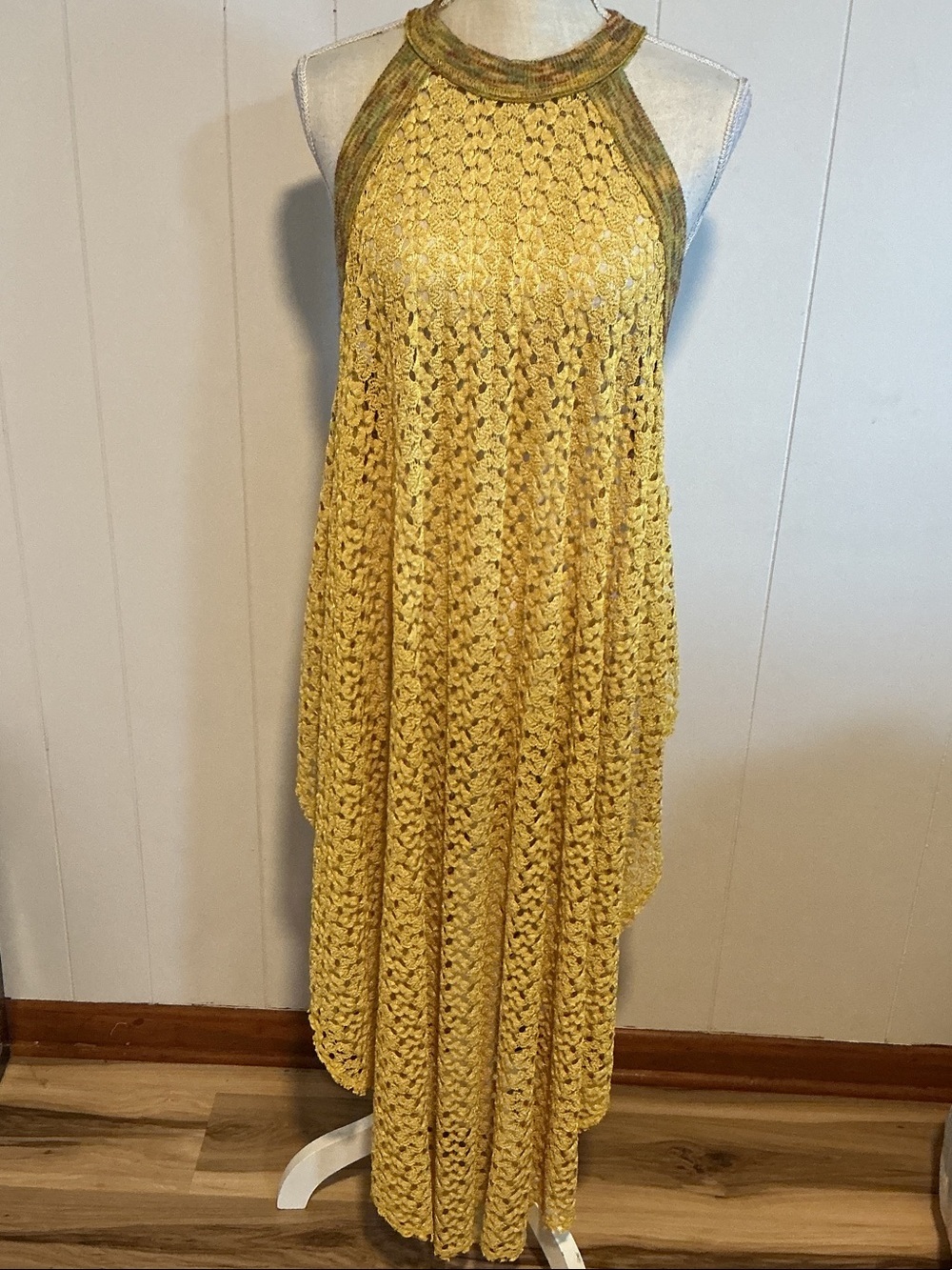 Free People Yellow Crochet Swim Coverup Halter